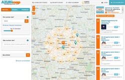 Die Azubimap zeigt für den Raum Osnabrück zahlreiche Ausbildungsangebote. © für Abbildung: Screenshot Webseite Azbimap