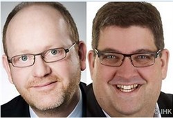 Wolfgang Paus und Stephan Soldanski (v.l.) bleiben Vorsitzende des IHK-Berufsbildungsausschusses. © für Abbildung: PR; Quelle: IHK